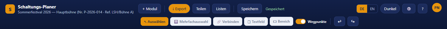 Werkzeugleiste des Editors