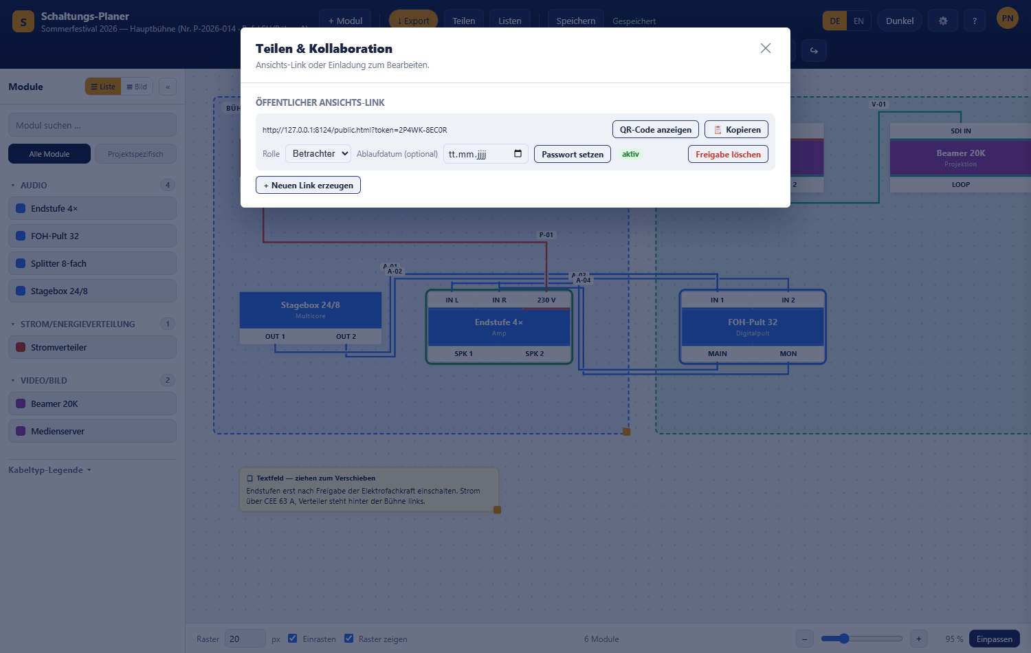 Dialog Teilen & Kollaboration mit dem öffentlichen Ansichts-Link